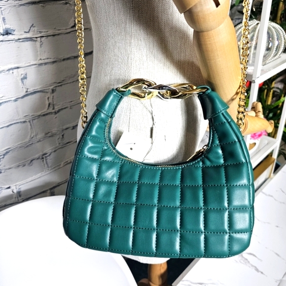 Urban Expressions Quilted Teal Green Vegan Leather Bag - NWT - Picture 6 of 11